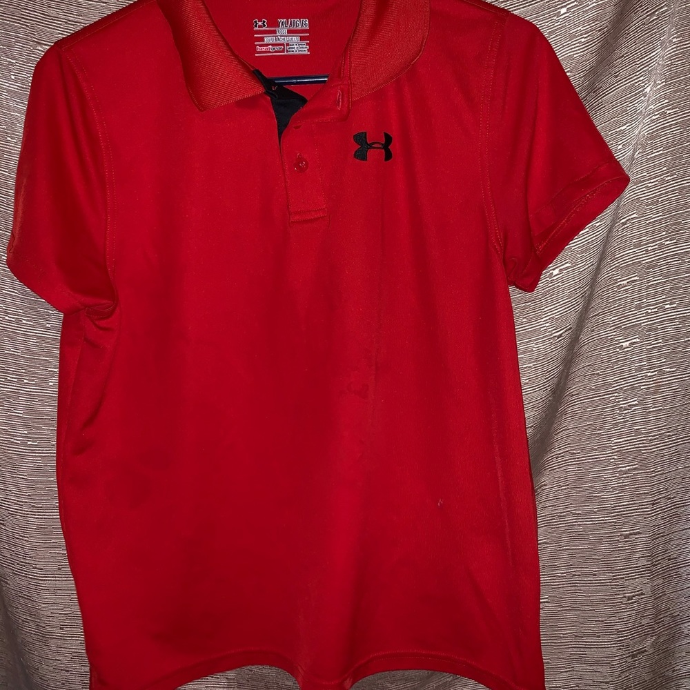 Red under armour polo shirt